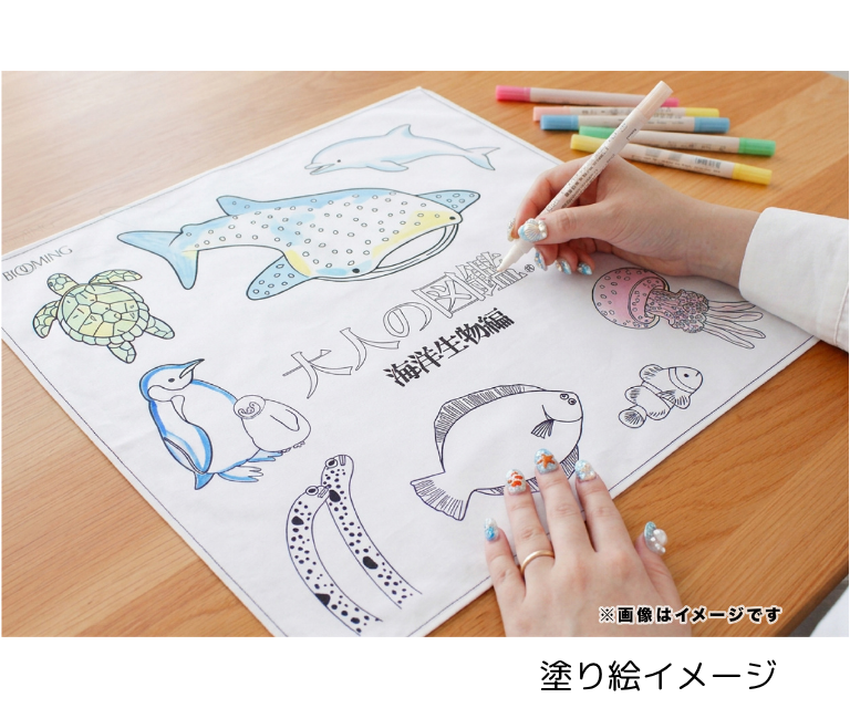 産業【8月5日（水）】【夏休み企画】体験イベント『大人の図鑑』® 夏モチーフ　塗り絵ハンカチーフ作り （26WB002）